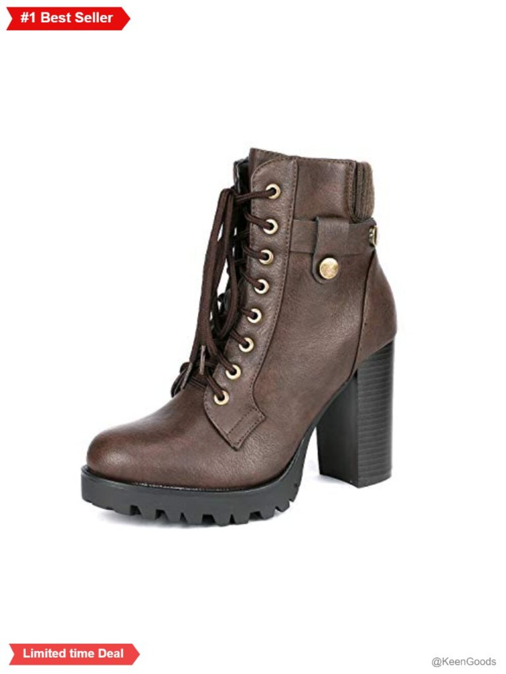 Women's Faux Leather Lace Up Platform Ankle Booties Combat Boots